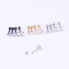 6mm Gem Stainless Steel Earring Titanium Screw Back Pack Of Earrings Hip Hop