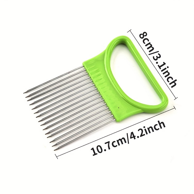 Stainless Steel Onion Needle Fork Vegetable Fruit Slicer