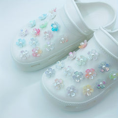 30 Random Gradient Flowers Shoe Charms for Clogs DIY Garden Shoes