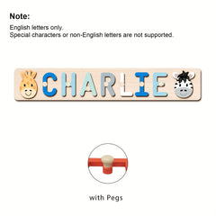 Personalized Wooden Name Puzzle with Animal & Plane Designs