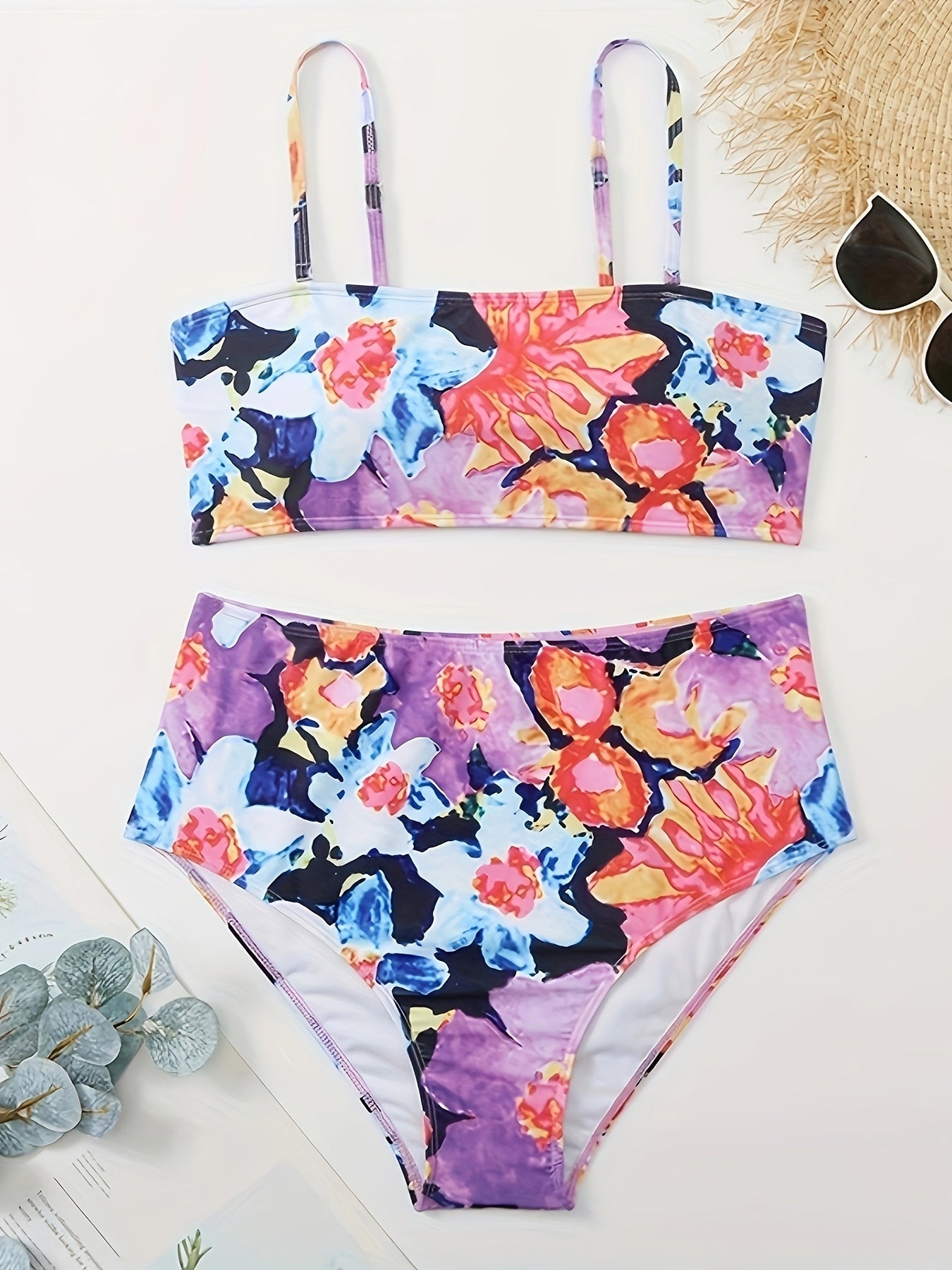 Floral Print Square Neck Bikini & Panty Set