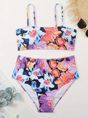  Floral Print Square Neck Bikini & Panty Set