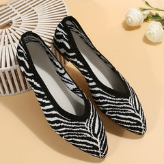 Striped Flat Shoes Lightweight Slip On Breathable Point Toe