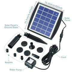Solar Fountain Pump Kit 8 Nozzles for Bird Bath Pond Garden