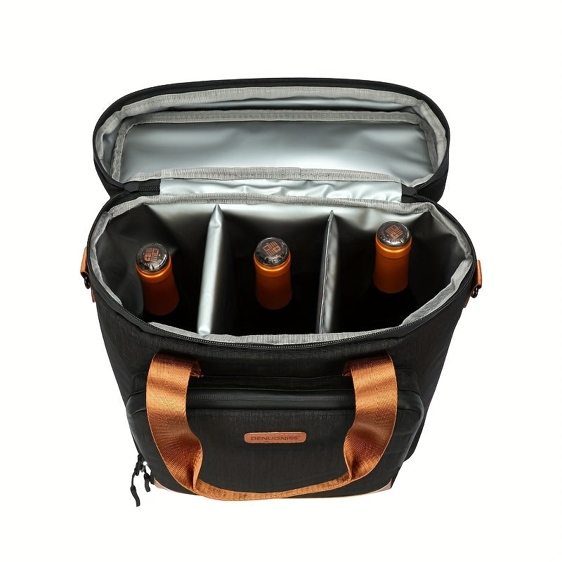 Thickened Thermal Insulation Bag for Wine, Portable Waterproof Zipper Bag