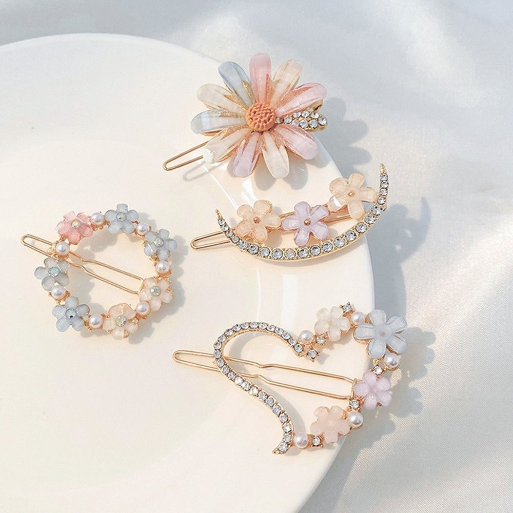Flower Rhinestone Hair Clip Side Clip Hair Accessories Women