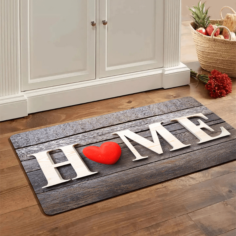 Love HOME Letter Decor Door Mat Printed Floor Mat Non-slip Kitchen Indoor Rug