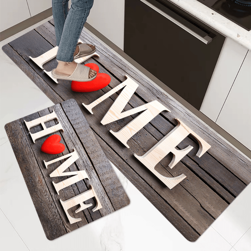 Love HOME Letter Decor Door Mat Printed Floor Mat Non-slip Kitchen Indoor Rug