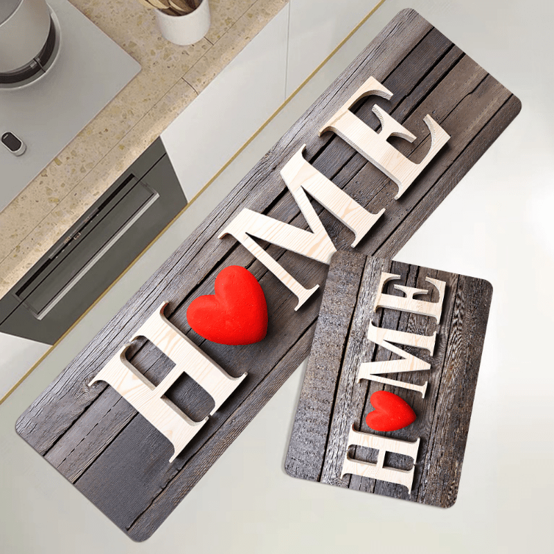 Love HOME Letter Decor Door Mat Printed Floor Mat Non-slip Kitchen Indoor Rug