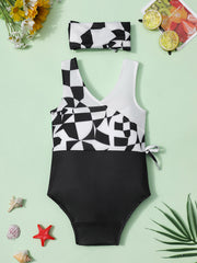 Plaid Sleeveless V-Neck One Piece Swimsuit Bathing Suit