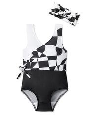 Plaid Sleeveless V-Neck One Piece Swimsuit Bathing Suit