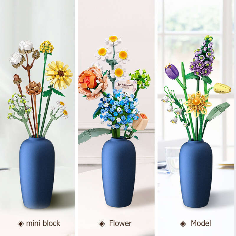Mini Building Blocks Bouquet Set DIY Creative Building Blocks Plant Collection