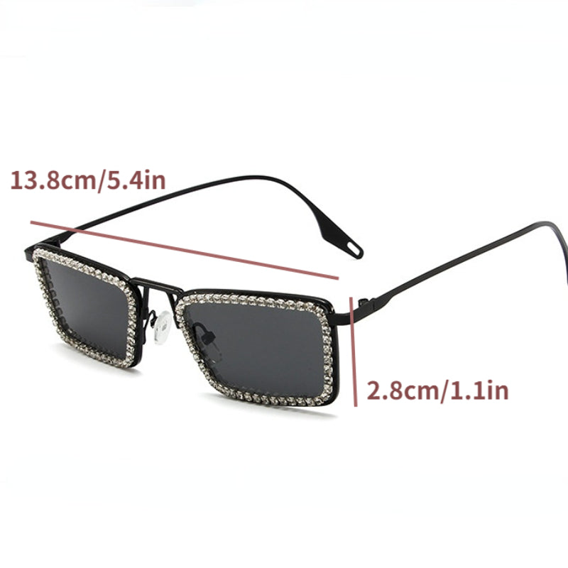 Crystal Rhinestone Square Sunglasses Vintage Women Sun Protection