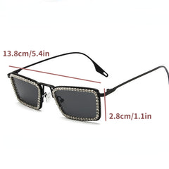 Crystal Rhinestone Square Sunglasses Vintage Women Sun Protection