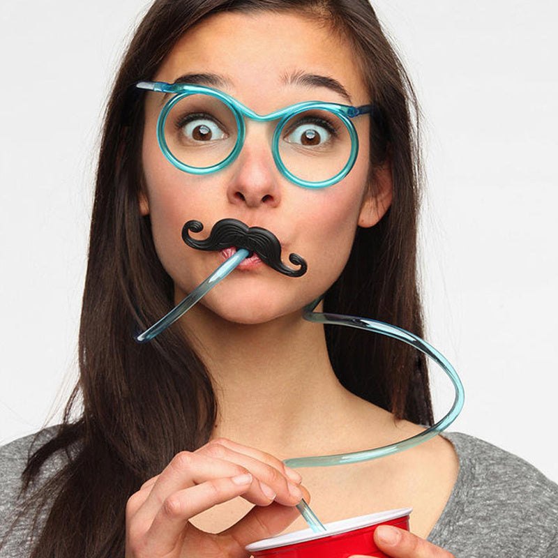 Funny Straw Glasses Reusable Fun Loop Drinking Straw Glasses Novelty Eyeglasses