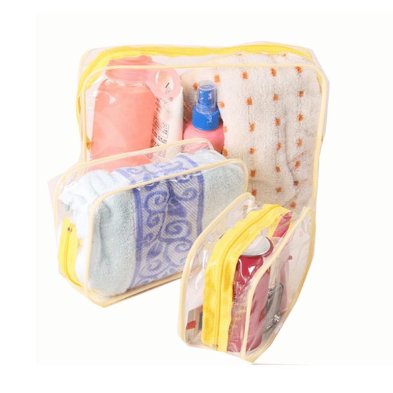 Transparent PVC Cosmetic Bag Zipper Travel Toiletry Storage Organizer