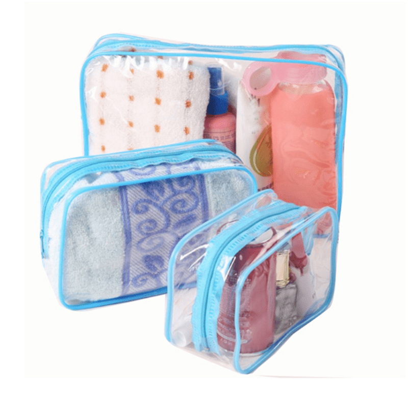 Transparent PVC Cosmetic Bag Zipper Travel Toiletry Storage Organizer