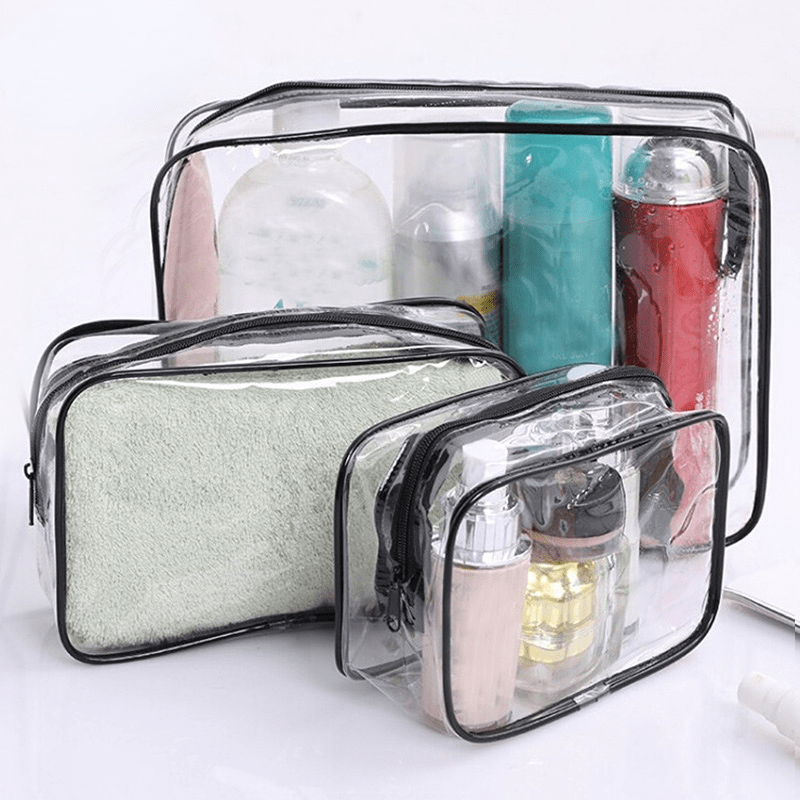 Transparent PVC Cosmetic Bag Zipper Travel Toiletry Storage Organizer