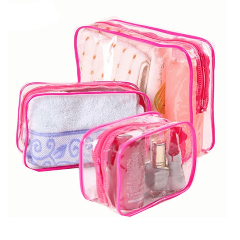 Transparent PVC Cosmetic Bag Zipper Travel Toiletry Storage Organizer