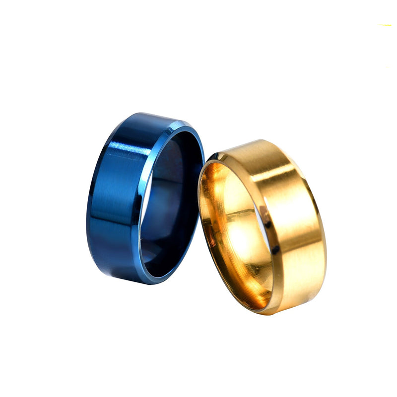 8mm Matt Stainless Steel Titanium Ring Golden Silver Plated Men's Jewelry