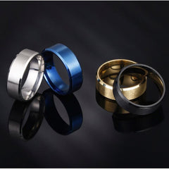 8mm Matt Stainless Steel Titanium Ring Golden Silver Plated Men's Jewelry