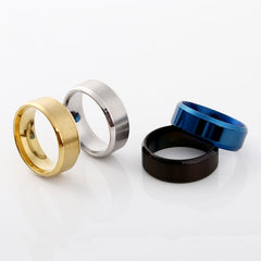 8mm Matt Stainless Steel Titanium Ring Golden Silver Plated Men's Jewelry