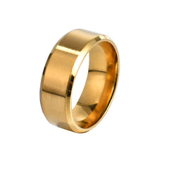 8mm Matt Stainless Steel Titanium Ring Golden Silver Plated Men's Jewelry