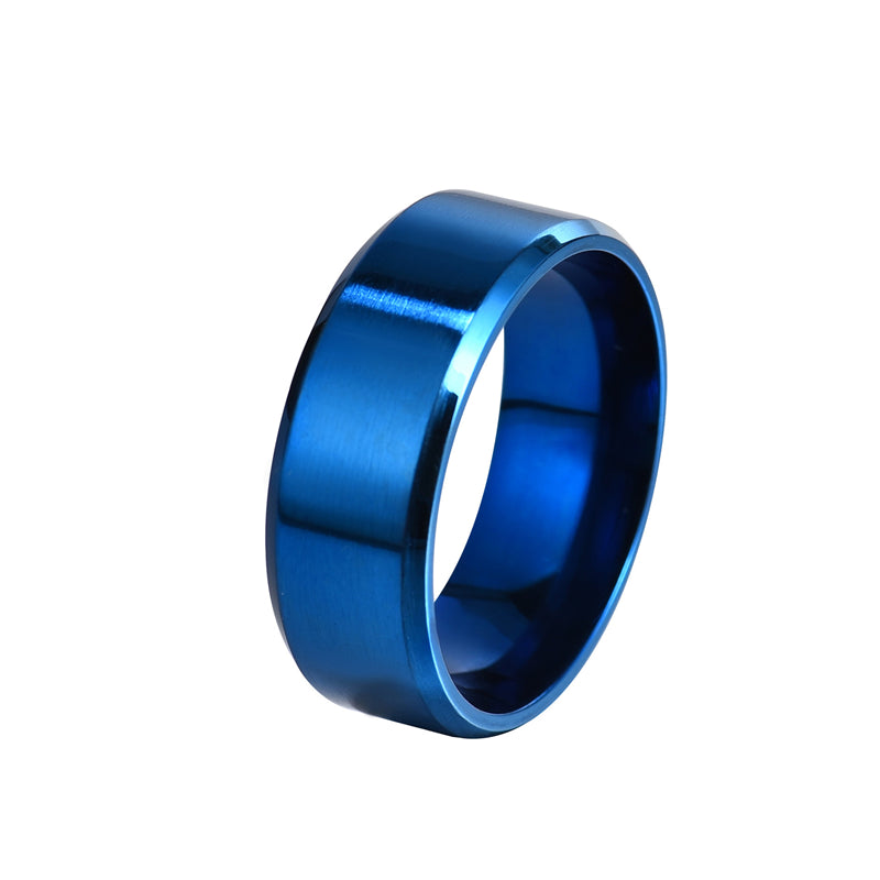 8mm Matt Stainless Steel Titanium Ring Golden Silver Plated Men's Jewelry