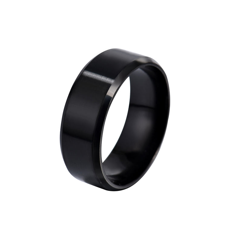 8mm Matt Stainless Steel Titanium Ring Golden Silver Plated Men's Jewelry