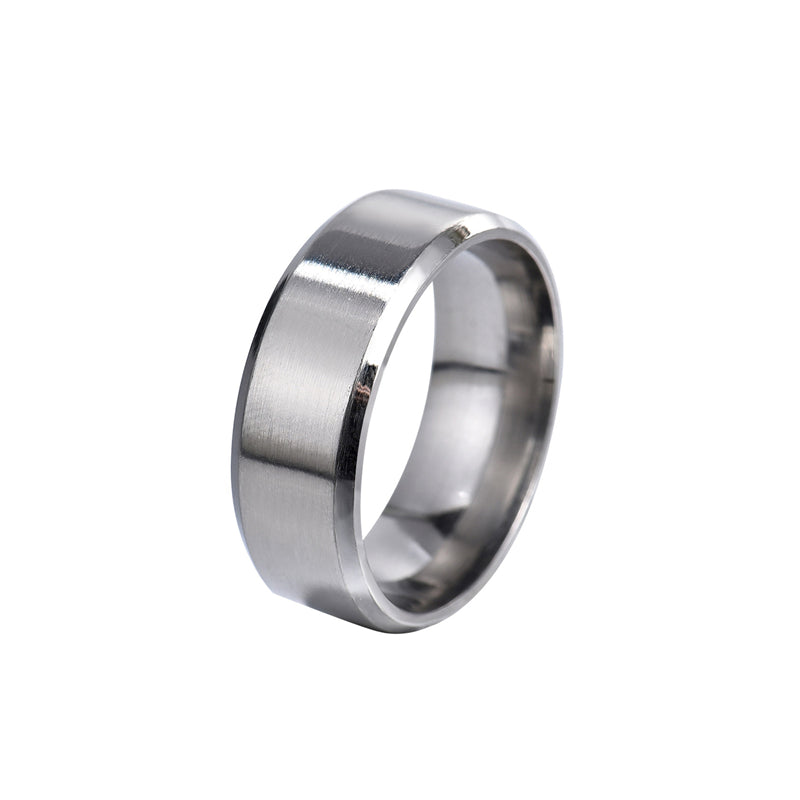 8mm Matt Stainless Steel Titanium Ring Golden Silver Plated Men's Jewelry
