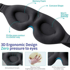 3D Contoured Cup Eye Mask Block Light & Provide Comfort for Yoga Travel Nap