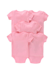 5pcs Newborn Solid Romper Short Sleeve Bodysuit Summer Clothes
