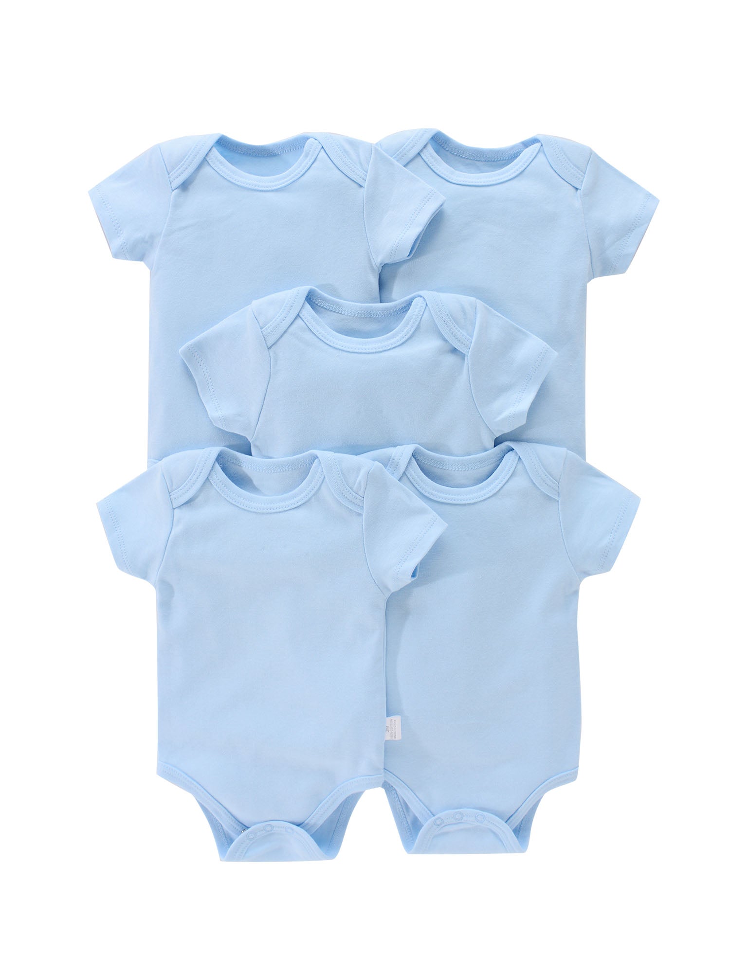 5pcs Newborn Solid Romper Short Sleeve Bodysuit Summer Clothes