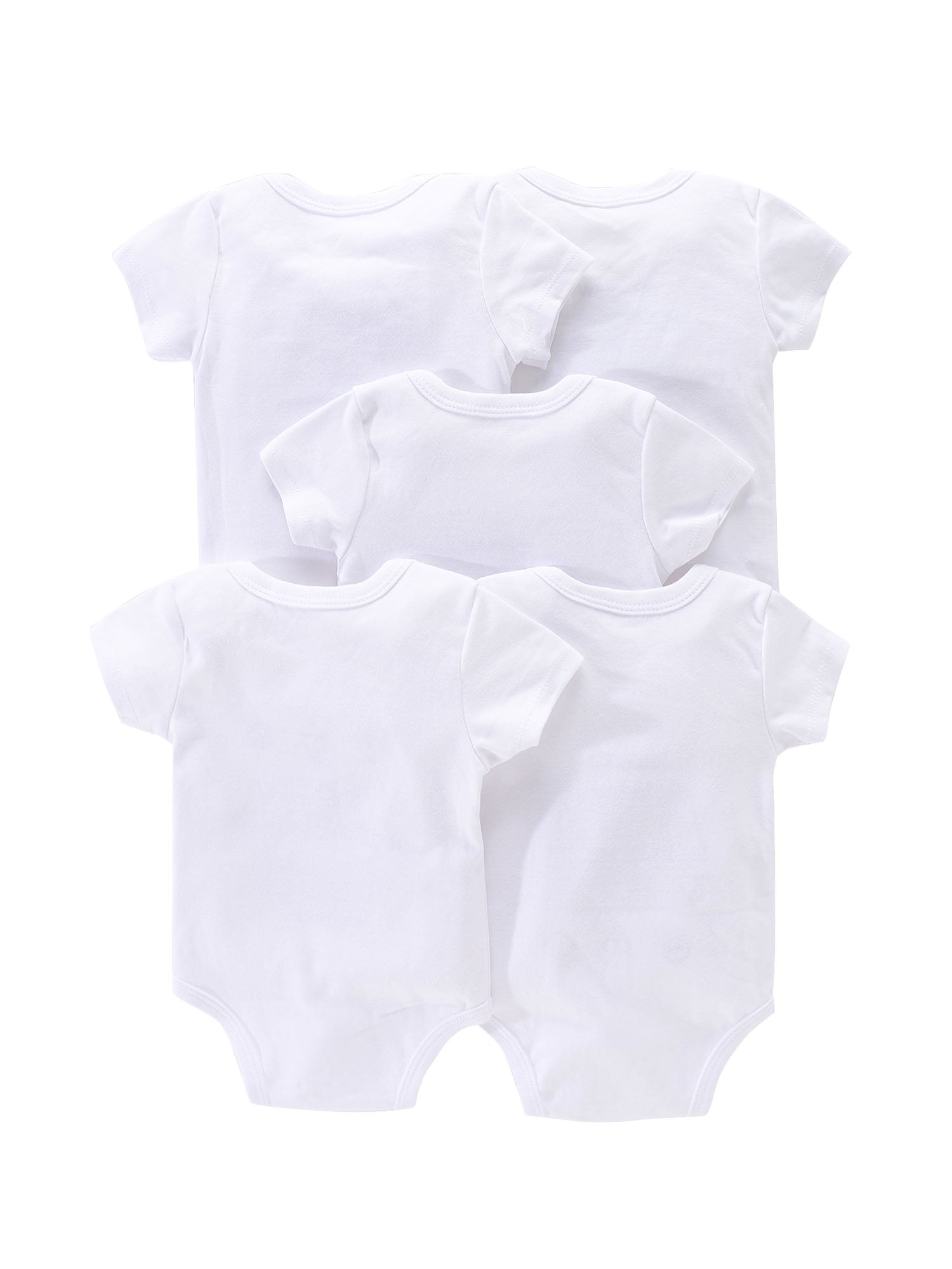 5pcs Newborn Solid Romper Short Sleeve Bodysuit Summer Clothes