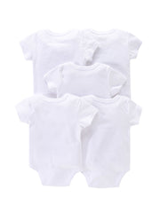5pcs Newborn Solid Romper Short Sleeve Bodysuit Summer Clothes