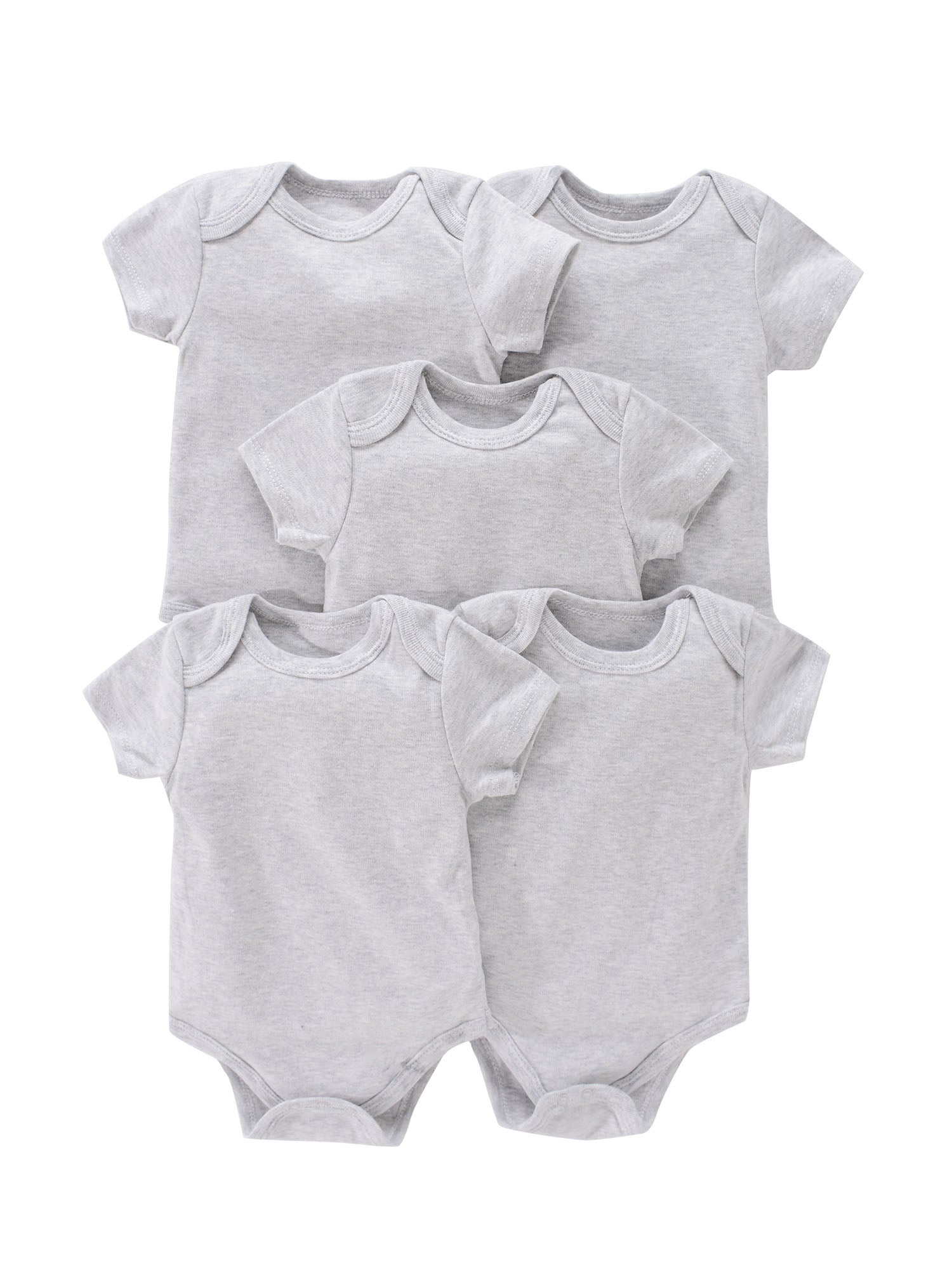 5pcs Newborn Solid Romper Short Sleeve Bodysuit Summer Clothes