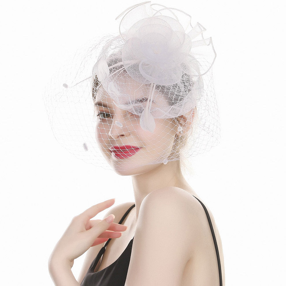 Feather Mesh Fascinator Wedding Cocktail Headdress