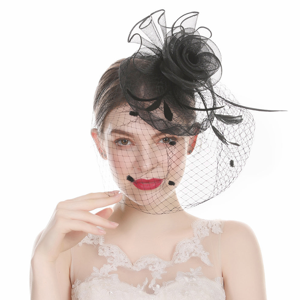 Feather Mesh Fascinator Wedding Cocktail Headdress