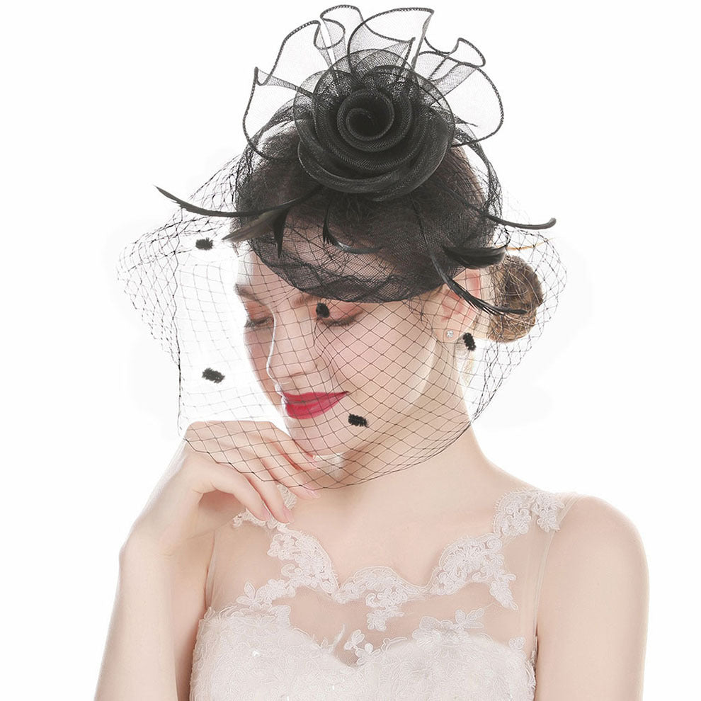 Feather Mesh Fascinator Wedding Cocktail Headdress