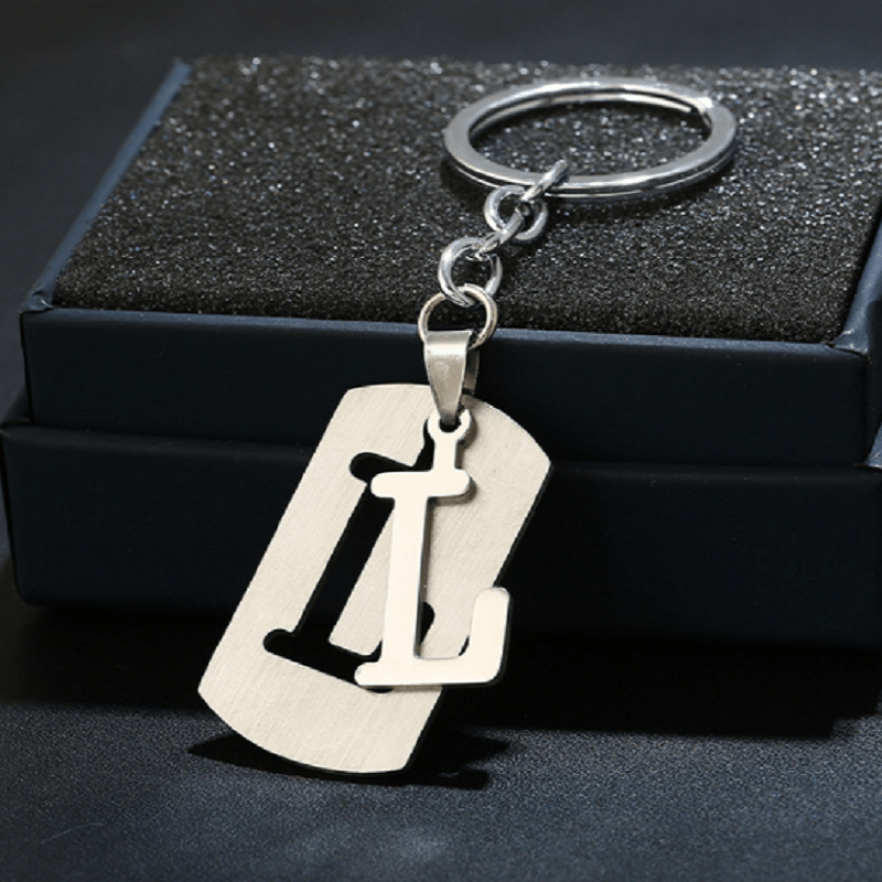 Stainless Steel A Letters Key Chain Charm 26 Letter Keychain Women Couple Gift