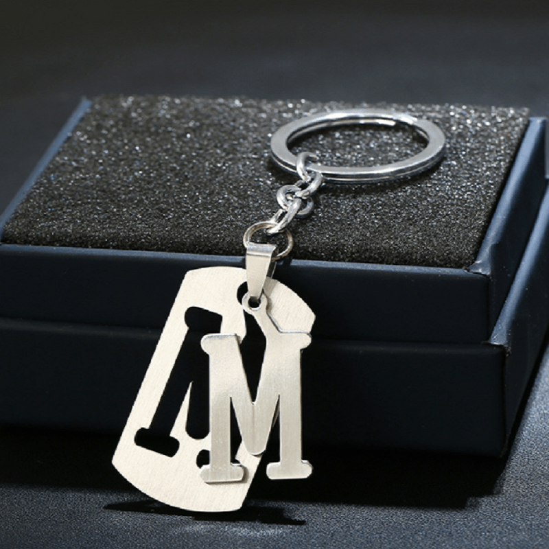 Stainless Steel A Letters Key Chain Charm 26 Letter Keychain Women Couple Gift