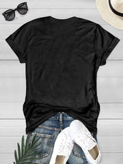 Basketball & Letter & Heart Print Sports Tee Crew Neck Casual T-shirt