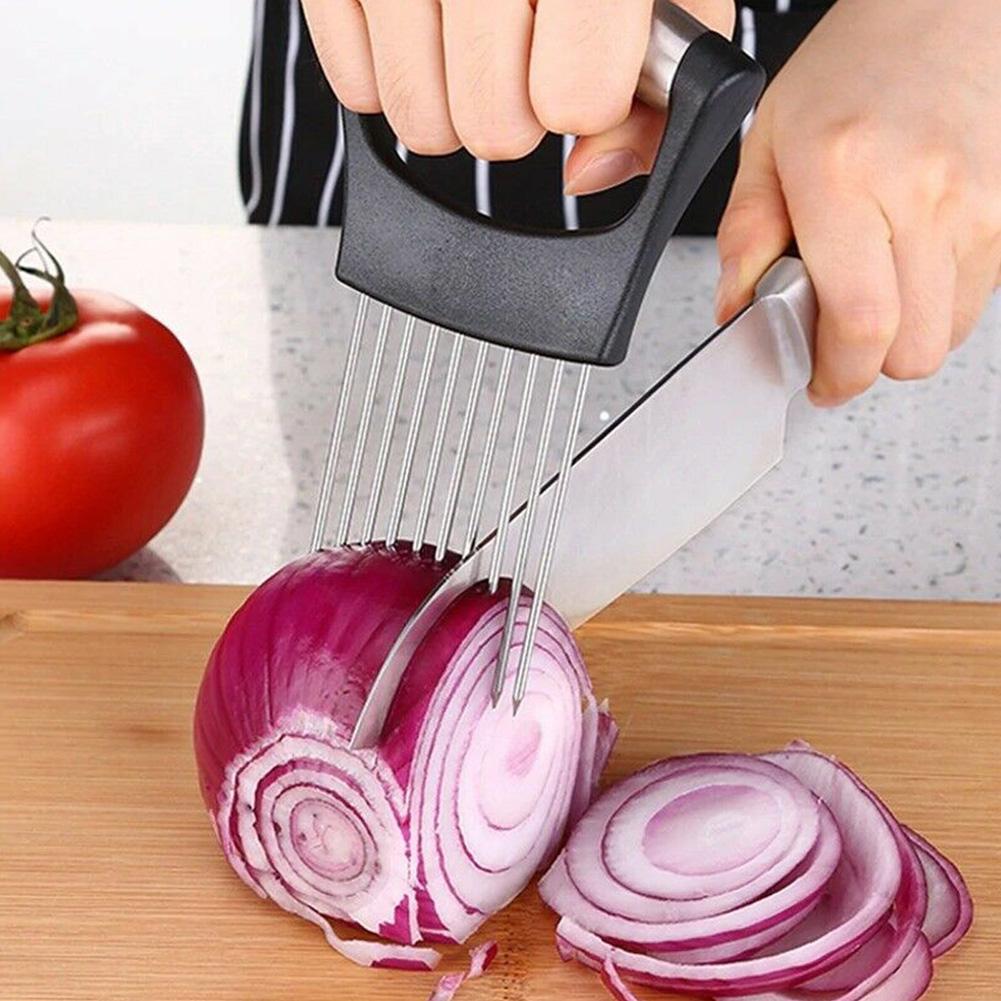 Stainless Steel Handheld Kitchen Tool for Easy Onion & Tomato Slicing