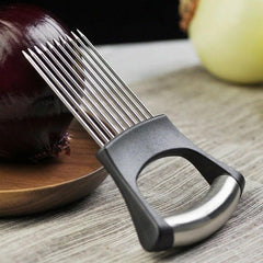 Stainless Steel Handheld Kitchen Tool for Easy Onion & Tomato Slicing