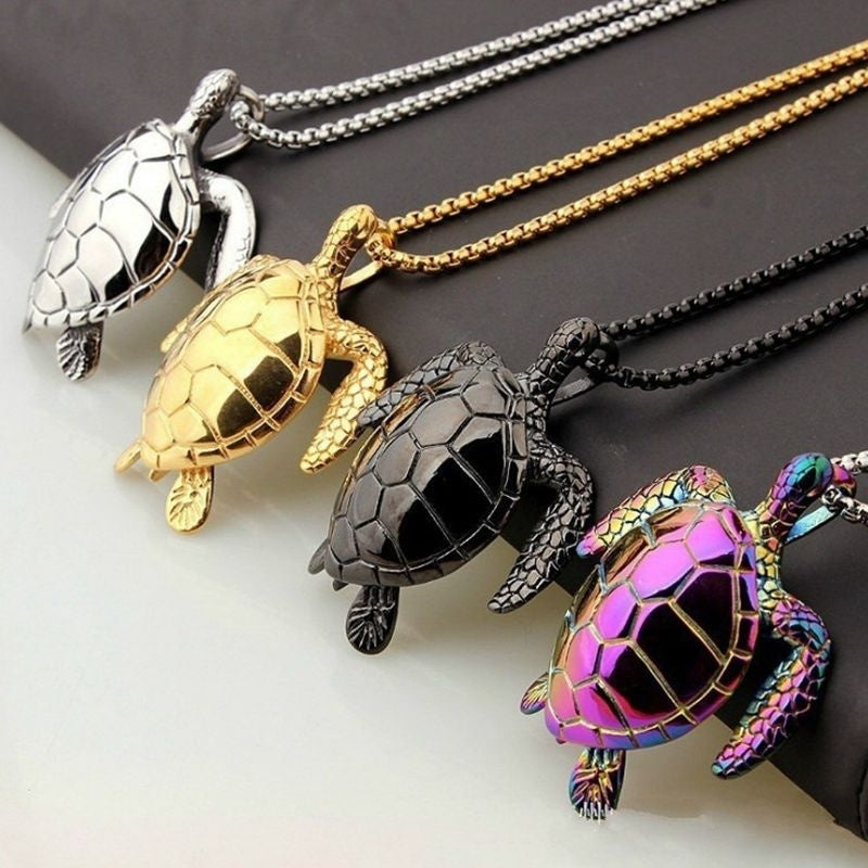 Men's Stainless Steel Turtle Pendant Necklace