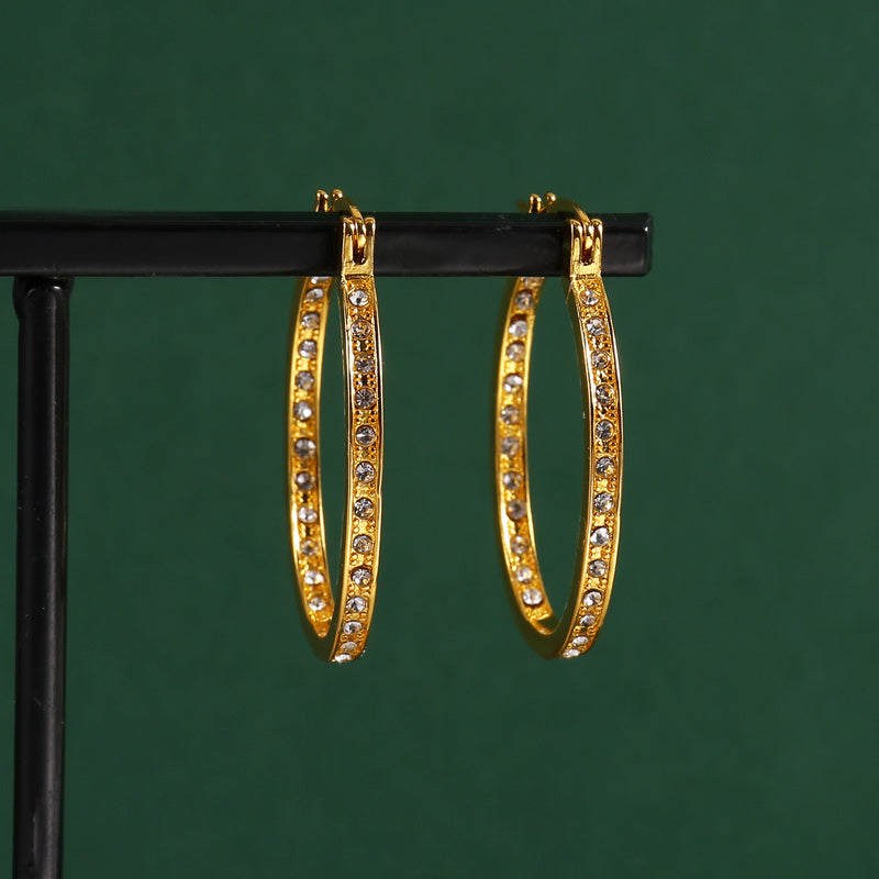 Temperament Zircon Hoop Earrings Zinc Alloy Ear Jewelry Accessories