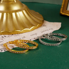 Temperament Zircon Hoop Earrings Zinc Alloy Ear Jewelry Accessories