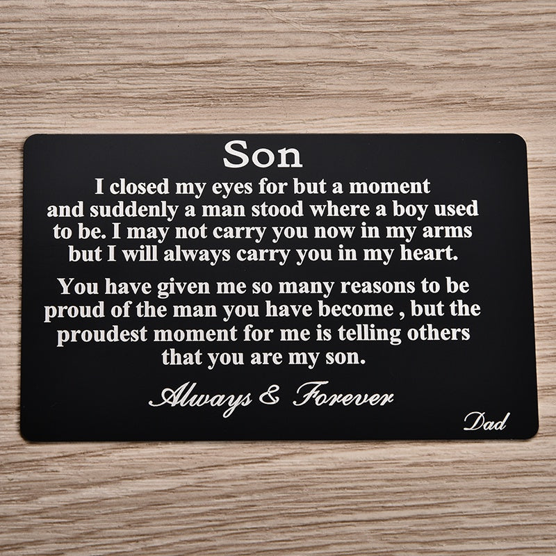 Mom's Love Metal Wallet Card - Birthday Gift for Son or Daughter