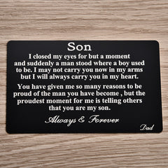 Mom's Love Metal Wallet Card - Birthday Gift for Son or Daughter