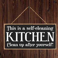 Self Cleaning Kitchen Hanging Wall Art Decorative Wood Sign Home Decor